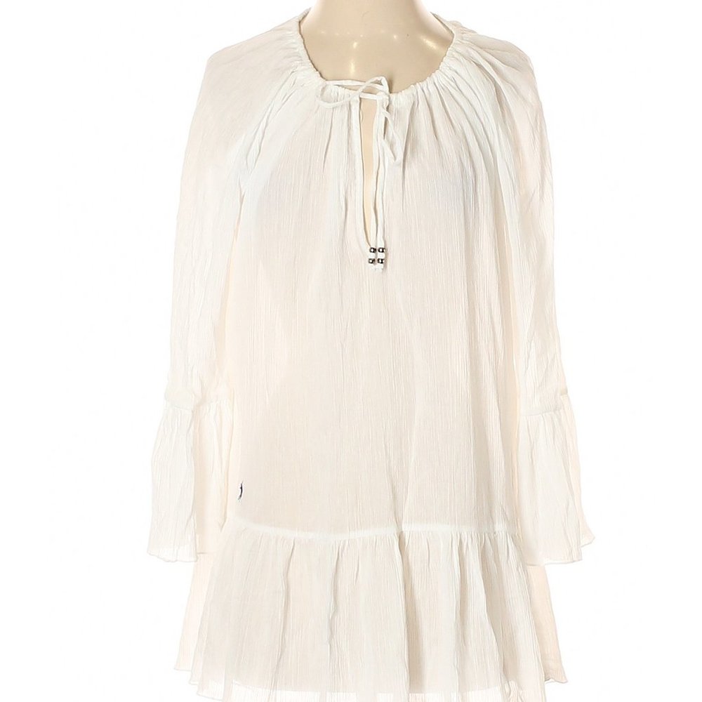 NWT Polo Ralph Lauren White Gauze Tie-Neck Boho Peasant Top Size S MSRP $99